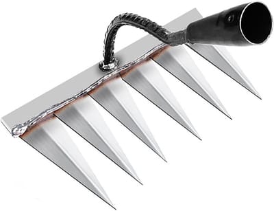 Tuinhark Zwaar Uitgevoerd, Traditionele Ijzeren Tuinhark Tuingereedschap Metalen Koolstofstalen Hark voor Wieden/Losmaken/Zaaien 6 Getande Staal (Zonder Steel)