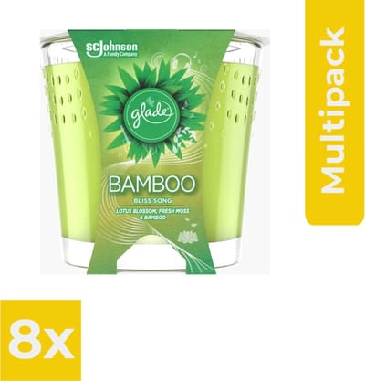 Glade Geurkaars - Bamboo Bliss Song 129 gr. - Voordeelverpakking 8 stuks
