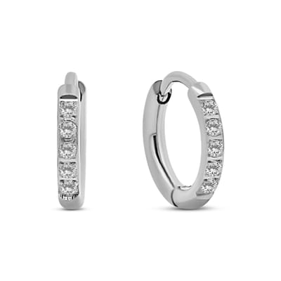 CO88 Collection - 8CE-70568 - Stalen Oorringen met steentjes - Oorbellen - 13mm - Zilverkleurig