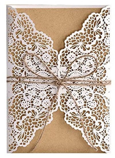 Dailygoods- Uitnodigingskaarten 25 stuks - Kraftpapier - Vintage Stijl - Bruiloft/Feest - Hol Ontwerp - Jute Touw - Feestkaarten