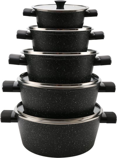 Royal Swiss ® - Pannenset - 10 Delig - Roestvrijstaal - Glazen