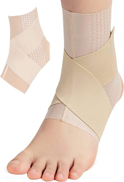 U Fit One 2 Stuks Enkelbrace - Enkel Bandage - Ankle brace - Ankle Straps - Voet brace - Enkel Brace - Enkelsteun - Enkelondersteuning - Beige - Maat L