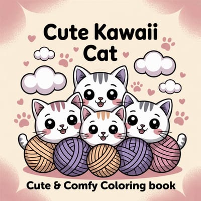 Kleurboek - Kleurkaarten - Findit Color - Coloring Book - Cute Kawaii Cat - Gratis verzonden - FITCCB10003