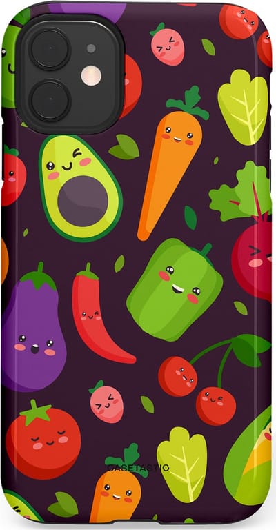 Casetastic Hoesje Geschikt voor Apple iPhone 11 - Stijlvolle Beschermende Duo-layer Case - Vrolijke Groentevrienden