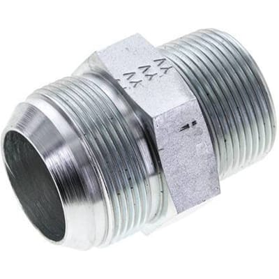 JIC  Dubbele Nippel UN 1-7/8''-12 X 1 1/4'' NPT Staal 80bar