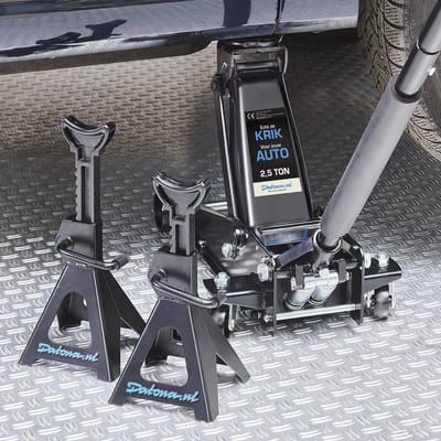 Datona® Hydraulische autokrik - 2,5 ton met assteunen 6 ton - Zwart