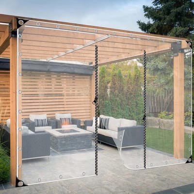 Terras Gordijn - Waterdicht Gordijn Buiten - Bescherming Buiten - Met Ritsen - 3x2.5m - Transparant