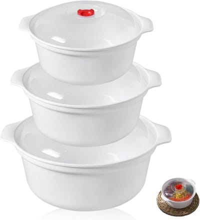 Magnetron Servies - Vershouddoos Kom - Maaltijden Opwarmen - Ventilatie Deksel - 3 Liter - Wit