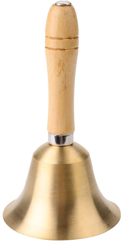 Dailygoods- Handbel - Koperen Tafelbel - Schoolbel - Bruiloft/Decoratie - 15 cm - Roestvrij Staal - Duurzaam Geluid - Receptiebel