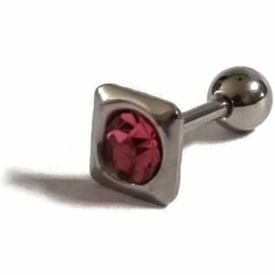 Aramat Jewels | Piercings | Roze Steentje Vierkante Helix Piercing | | | |6mm | Staal | Volwassenen | Verkleurd niet