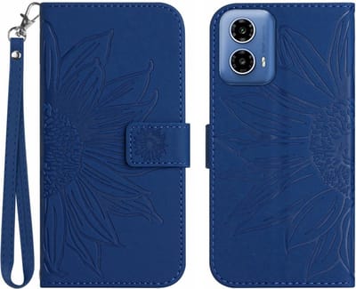 Coverup Hoesje - Geschikt voor Motorola Moto G85 Hoesje - Coverup Zonnebloem Book Case met Koord - Blauw