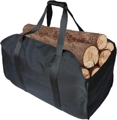 Premium brandhout tas gemaakt van polyester - draagbare brandhout mand - opvouwbare open haard tas - waterdichte - zwart