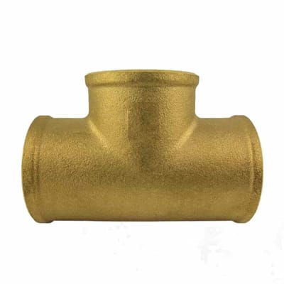 Messing T-stuk, verloop 3/4" x 1/2" x 3/4" IG, waterleiding fitting