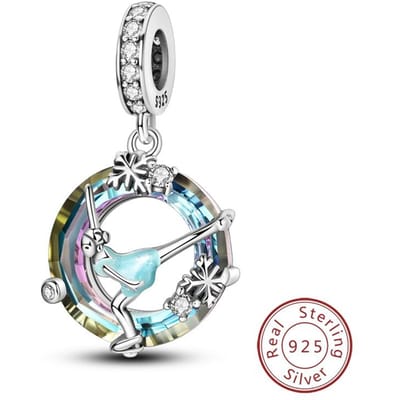 Dernier pendentif en cuivre véritable pour patinage artistique, pièce décorative, breloques, bijoux, convient pour bracelet authentique, pièce de collier pour femmes gray