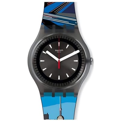 Swatch Bestemmingsstad Limited Edition Kwarts Uurwerk 30m Waterbestendig Horloge 41mm Blauwe Wijzerplaat Kunststof Kast Siliconen Band Unisex horloges SUOZ271 Blue Black black