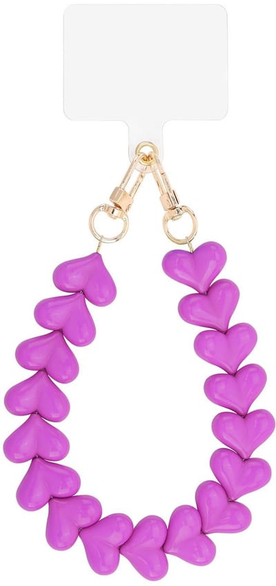 telefoon koord - fuchsia - mobiel koord hart- phone cord hearts roze