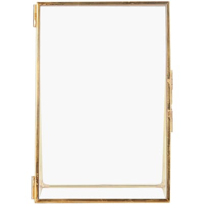 Messing Retro Glas Metaal Desktop Fotolijst Beugel Koperen Strip Metaal Fotolijst 6*8inch beige