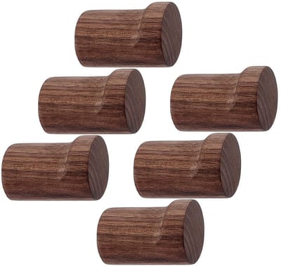 Dailygoods- Wandhaken Set van 6 - Houten Kapstokhaken - Rustieke Decoratieve Hangers - Zware Ophanghaken - Voor Kleding en Handdoeken - Duurzame Constructie