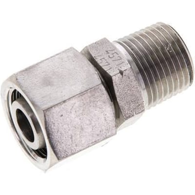 12L & 3/8'' NPT RVS Rechte Draaidoorvoer Buitendraad 315bar FKM O-ring en Afdichtconus Verstelbaar ISO 8434-1