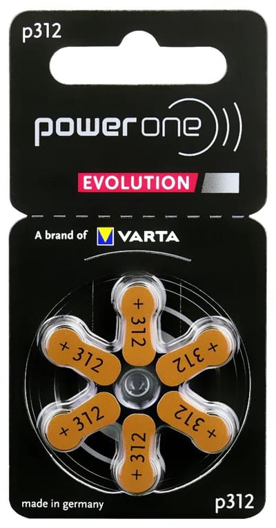 Varta Power One Evolution - Gehoorapparaat batterijen - P312 - 6 stuks