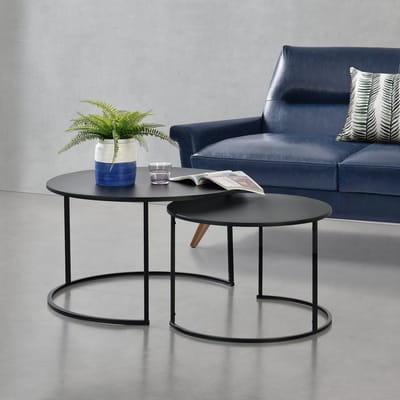 Salontafel Korenica metaal rond set van 2 zwart