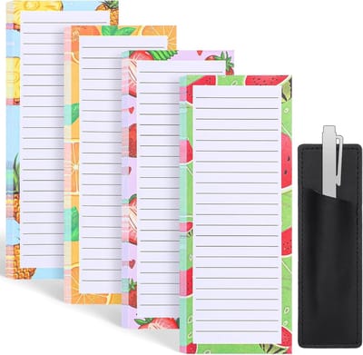 Magnetische Notitieblokken - Kooplijstjes Keuken - Boodschappen Plannen - Met Pennenhouder - 4 Stuks - Fruit Design