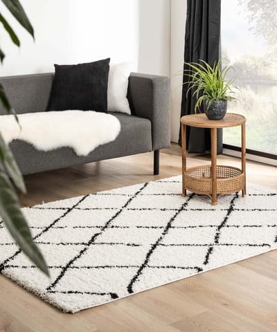 Berber vloerkleed - Habitat wit/zwart 200x300