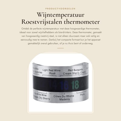 Dailygoods - Wijntemperatuur - Roestvrijstalen thermometer - Compact en gebruiksvriendelijk - LCD-display - Geschikt voor wijn en bier - Perfect voor...