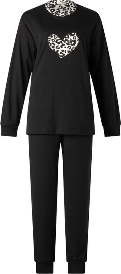 Dames pyjama interlock van Lunatex Zwart - maat XL