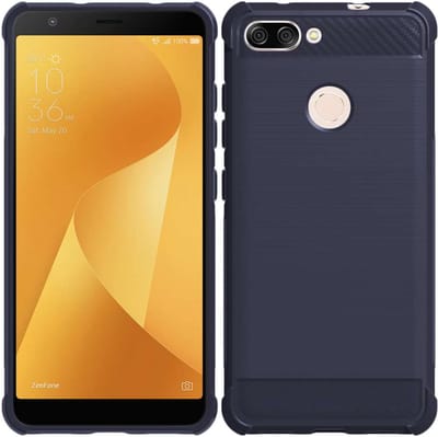ebestStar - Hoes geschikt voor Asus Zenfone Max Plus M1 ZB570TL, TPU Bescherming Cover, Koolstof Design Hoesje, Donkerblauw