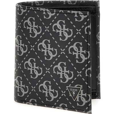 GUESS Leren Portemonnee Mito Small Billfold Wallet With Coinpocket Dark Black Zwart