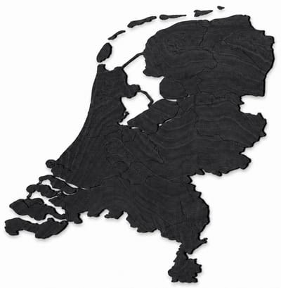 Houten wanddecoratie - Wooden wall decoration | Landkaart Nederland 47 x 48cm Country map Netherlands | Zwart - Black | Muurdecoratie - Wall art - Wandfiguur - Echt Hout - Real Wood