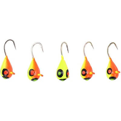 5 STKS IJsvis Haken 5MM Koolstofstaal IJsvissen Jig Lokaas voor Buiten Visserij Accessoires yellow