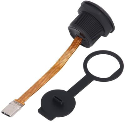 Type C 3.1 Paneelmontage Adapter met IP67 Beoordeling voor Auto, Boot en Motor - 1.5-30VAC 0.5-3A Verbinding