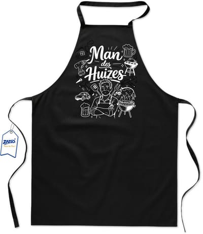 Basics - Unisex Schort - kookschort - keukenschort - BBQ schort - 65 x 90 cm - 100% katoen - Man des huizes - zwart