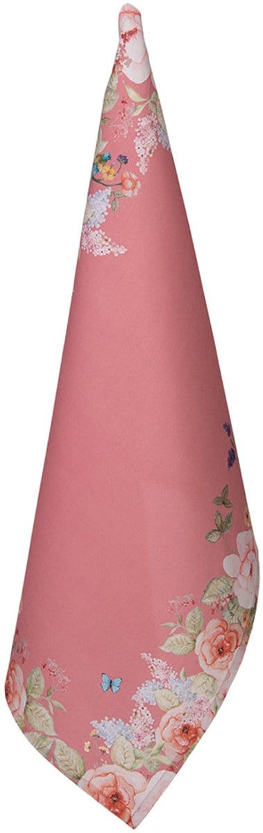 Clayre & Eef Theedoek 50x70 cm Roze Katoen Bloemen