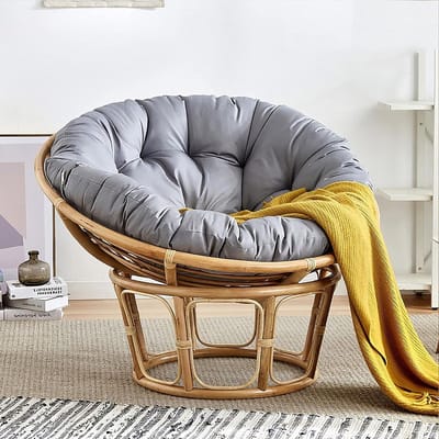 Rond Stoelkussen - Eivormig Kussen Tuinstoel - Comfortabel Zitten - Afneembaar en Wasbaar - 130x130cm - Grijs