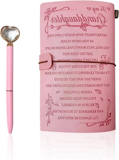 Allecto Plus - Notitieboek met diamantstift in hartvorm - Retro navulbaar dagboek - Verjaardagscadeau voor meisjes - Roze - Luxe uitvoering