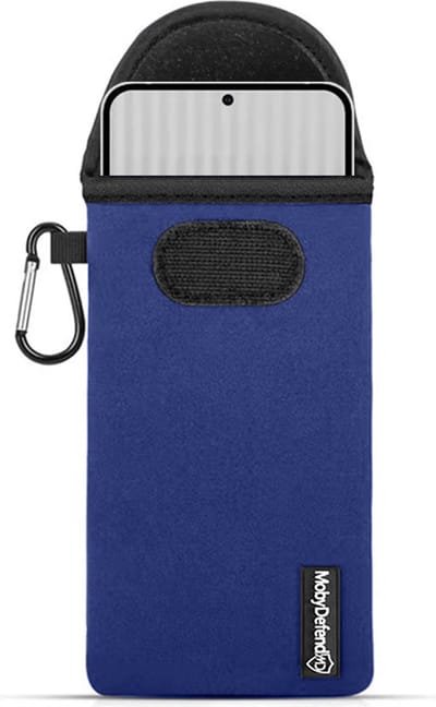 MobyDefend Hoesje - Geschikt voor Nothing Phone 1 - Neopreen Pouch Met Karabijnhaak - Insteek - Riemlus - Blauw