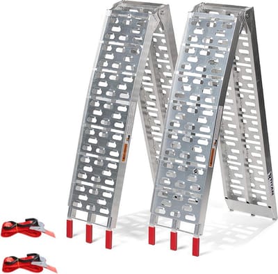 Verharde oprijplaat van Aluminium – Set van 2 stuks - Zilver – 680 KG laadvermogen per paar - Opvouwbaar - Stalen Verzinkt - antislip - laadlamp oprijrail aanhangerhelling laadrail