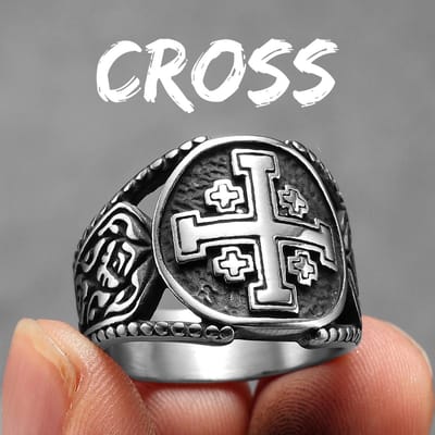Jeruzalem Kruisvaarderskruis Herenringen Roestvrij Staal Punk Rock Coole Spullen Modeaccessoires Sieraden Voor Vrouwen Cadeau 13 white