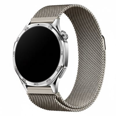 Milanees bandje - geschikt voor Garmin Vivoactive 4 / Venu 4 (45mm) / Venu 3 / 2 / Forerunner 255 / Forerunner 265 / 570 (47mm) en Polar Vantage M / M2 / V3 / Grit X (Pro) - Milanese - titanium