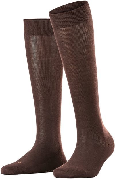 FALKE Sensitive London drukvrije comfort tailleband katoen kniekousen dames bruin - maat 35-38