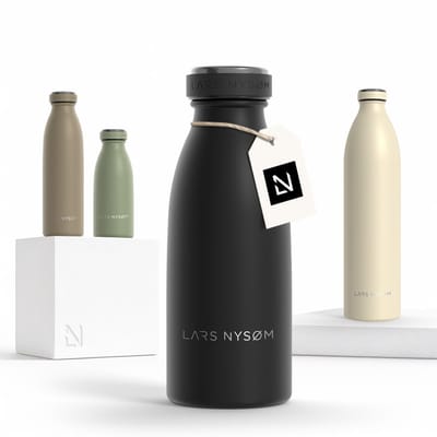 LARS NYSØM Ren Roestvrijstalen drinkfles 350ml - BPA-vrij geïsoleerde waterfles 0,35 Liter (Carbon Black)