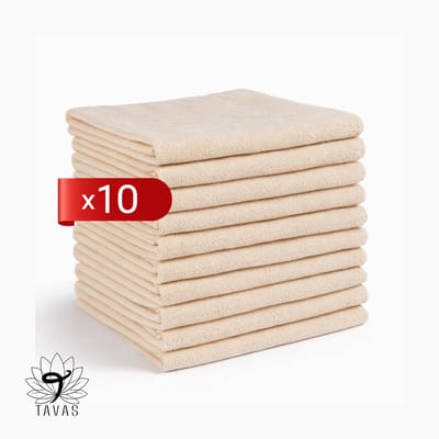 Tavas Harmonie Gastendoekjes 30x50 cm Creme Set van 10 100% Katoen Gastenhanddoek Rechthoek Handdoek Keuken Hotelkwaliteit Gastendoek