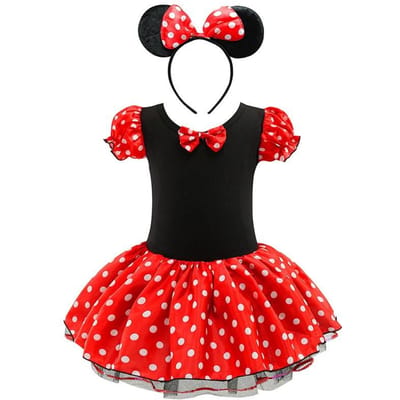 Robe Tutu de Ballet pour Bébés Filles Robe d'Été pour Enfants à Pois et Nœud Bandeau Costume Souris Cartoon Vêtements pour Fête d'Anniversaire de Noël pour Enfants 3T black