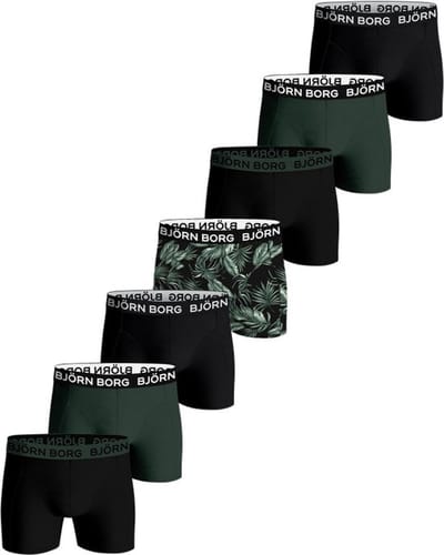 Björn Borg Cotton Stretch Boxershort Heren Groen/Zwart- 7 stuks - Heren onderbroeken - Katoenen Boxer - Maat L