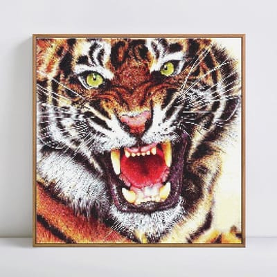 Peinture diamant thème tigre, broderie complète 5D à faire soi-même, mosaïque ronde, image en strass, vente en gros 30x30 black
