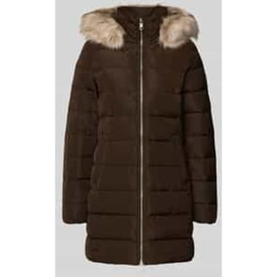 Slim fit lange donsjas met afneembaar imitatiebont