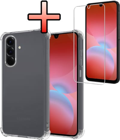 Hoesje - Met Screenprotector - Geschikt voor Samsung Galaxy A26 - Sterk & Shockproof - Siliconen Case - Back Cover - Telefoon Hoes - Shock Proof - Transparant